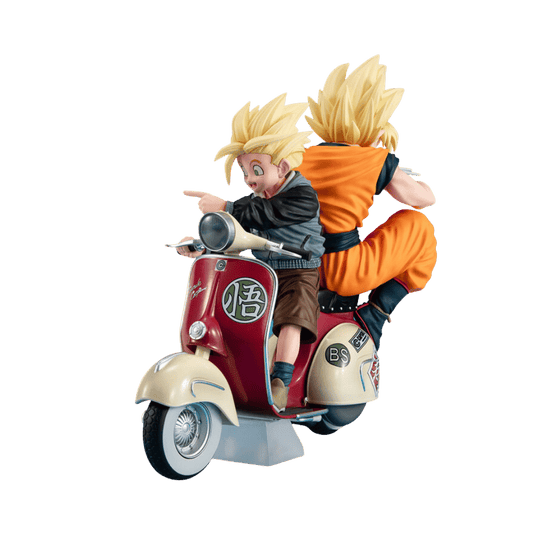 Dragon Ball Z Desktop Real McCoy EX Super Saiyan Goku and Super Saiyan Gohan on Motorbike Figure By MegaHouse - Medaid International