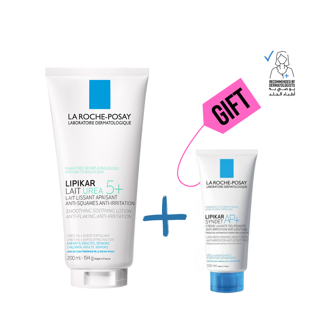 Lipikar Lait 5% Urea Body Lotion for Dry Skin + Free Lipikar Syndet AP+ 100 ML - Medaid