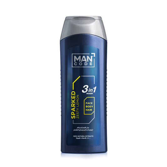 ManCode 3in1 wash Sparked with Lemon extracts 400ml - Medaid