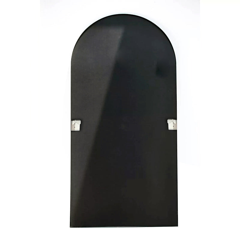 220 CM Modern Arched Wall Mounted Mirror with Metal Frame Curved Arch Large Mirrors Hanging Mirror for Home Hotel Gallery and Entryway Black - Medaid International