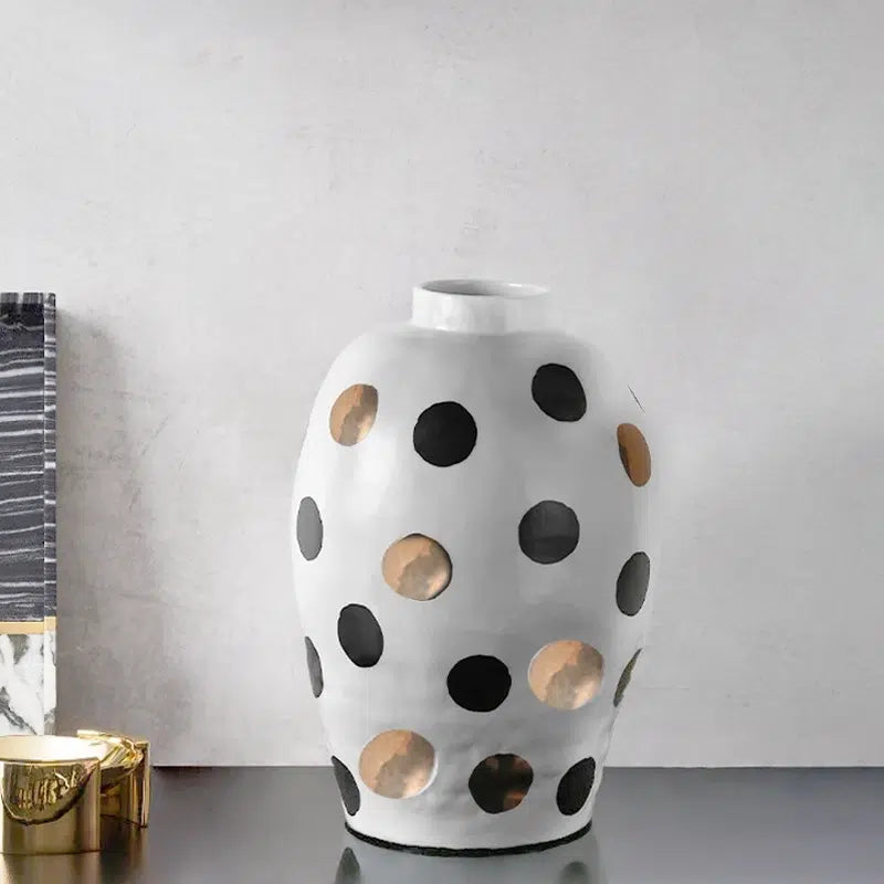 40 CM Modern Creative Ceramic Vase with Polka Dots for Living Room Office Porch Desktop - Medaid - Lebanon