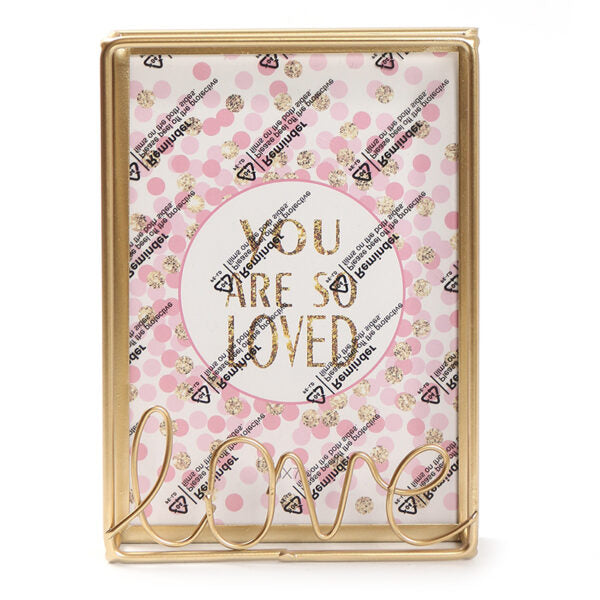 15 CM X 20 CM Modern Simple Metal Photo Frame with Letter Text Love and Transparent Face Picture Frames for Living Room Bedroom Tabletop Gold - Medaid