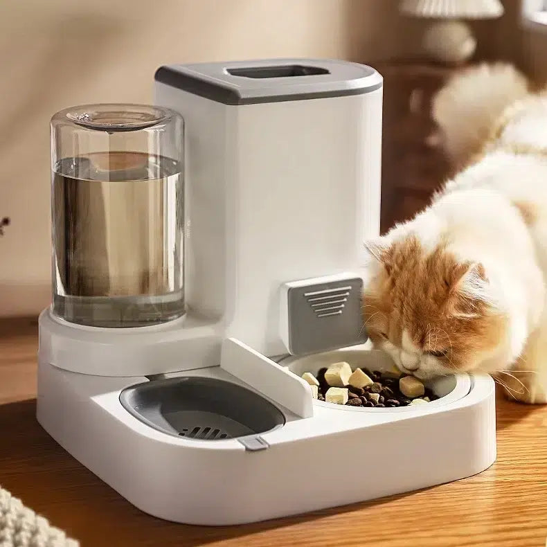 Multifunctional 2 in 1 Manual Pet Feeder Set with Water and Food Dispensers and Stainless Steel Bowl - Medaid - Lebanon