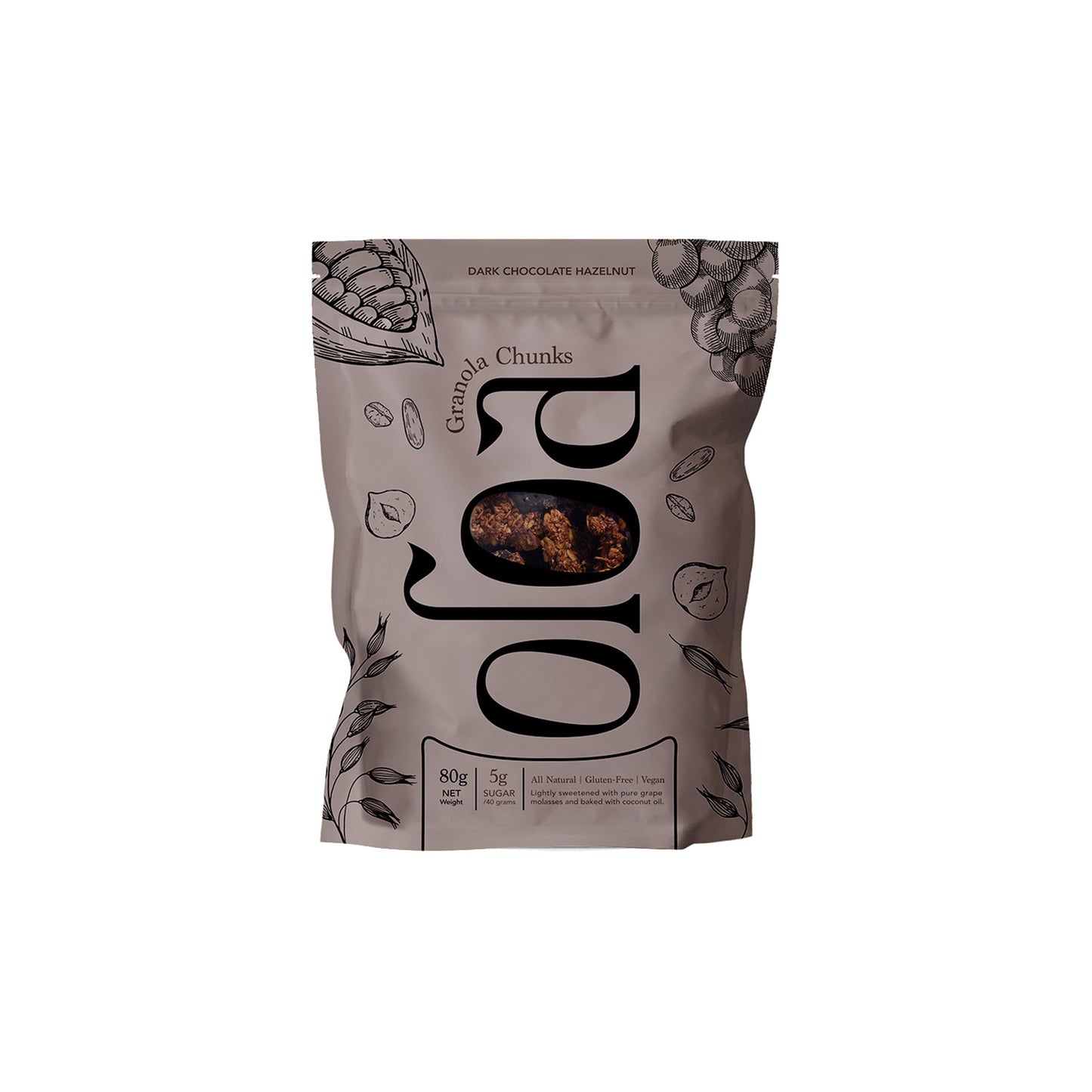 OLOA GRANOLA DARK CHOCOLATE HAZELNUT CHUNKS - 90G - Medaid International