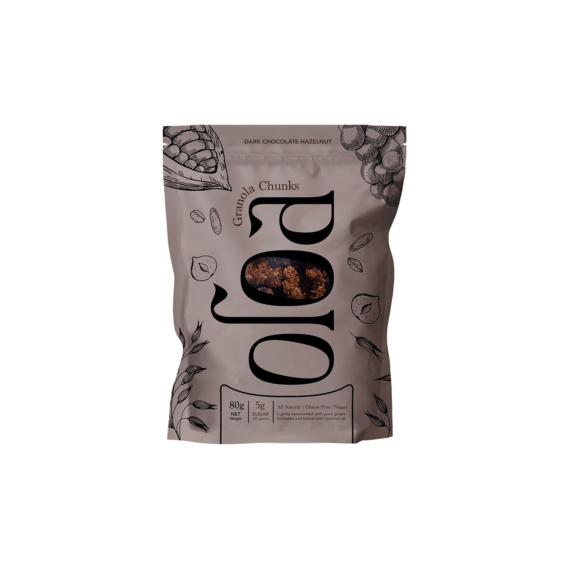 OLOA GRANOLA DARK CHOCOLATE HAZELNUT CHUNKS - 90G - Medaid International