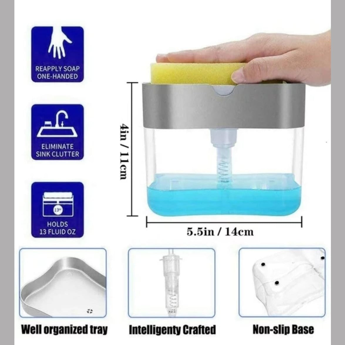 2 in 1 Soap Dispenser and Sponge Holder - Medaid International