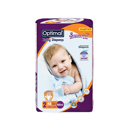 OPTIMAL Baby Diaper (2) Newborn (3-6Kg) - 48 Pcs - Medaid - Lebanon