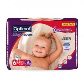 OPTIMAL Baby Diaper (6) X-Large (16+Kg) - 32 Pcs - Medaid - Lebanon