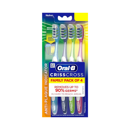 Oral-B Criss Cross Bristles Medium Toothbrush Family Pack - 4 Pcs