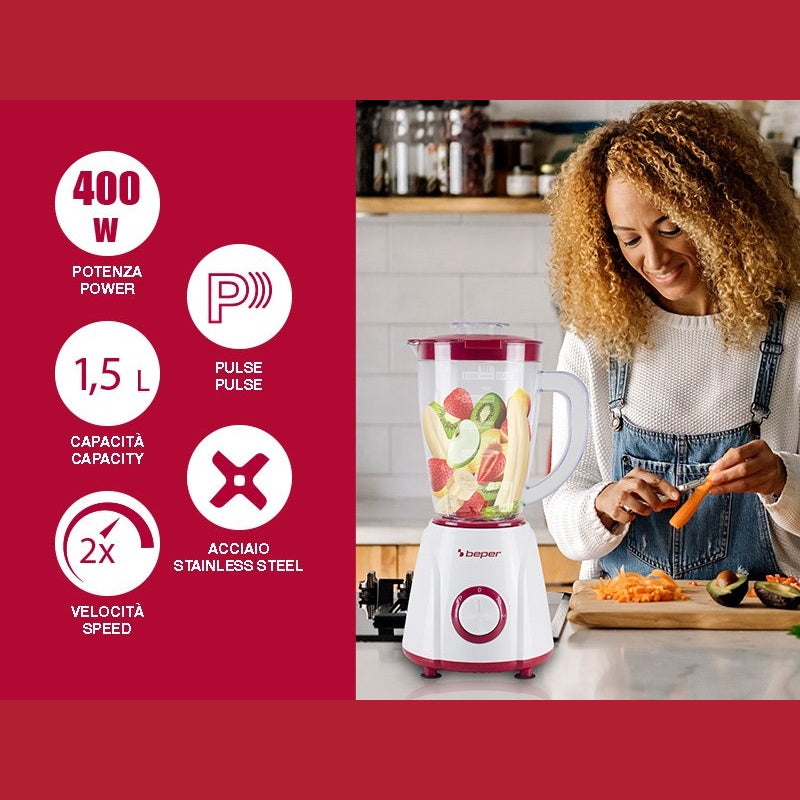 1.5L Plastic Blender 1.5L &  2 Speeds & Pulse Function - Medaid International