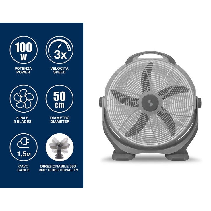 Adjustable Box Fan, 100W - Medaid International