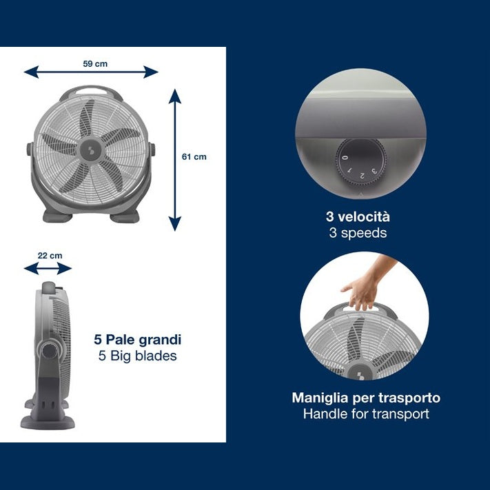 Adjustable Box Fan, 100W - Medaid International