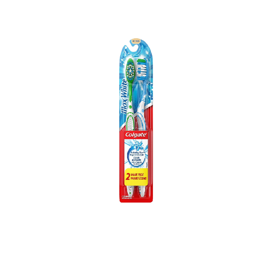 Colgate MaxWhite Whitening Twinpack Medium Toothbrush - Medaid