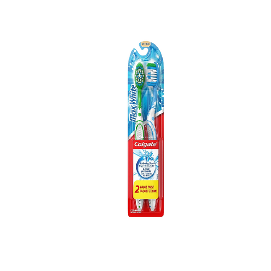 Colgate MaxWhite Whitening Twinpack Medium Toothbrush - Medaid