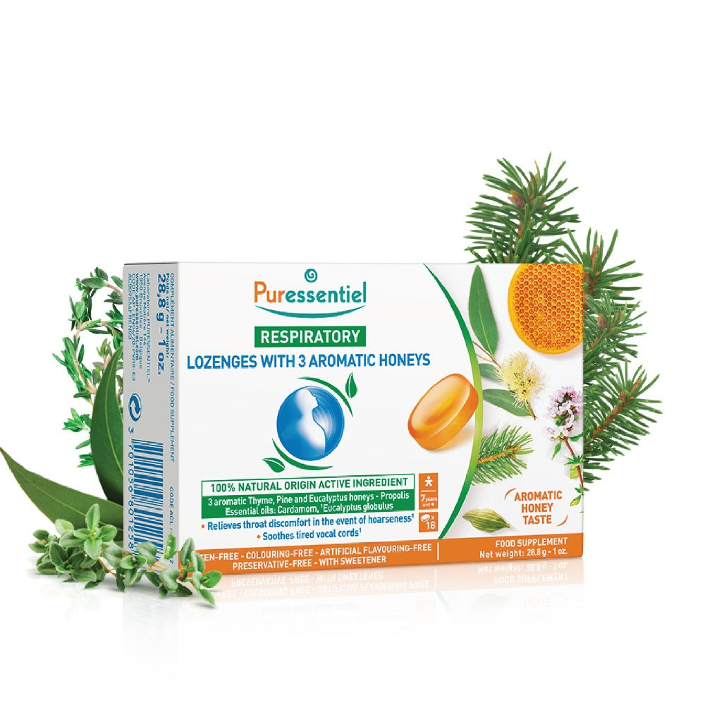 Puressentiel Respiratory Lozenges 3 Aromatic Honeys - 18 Lozenges - Medaid