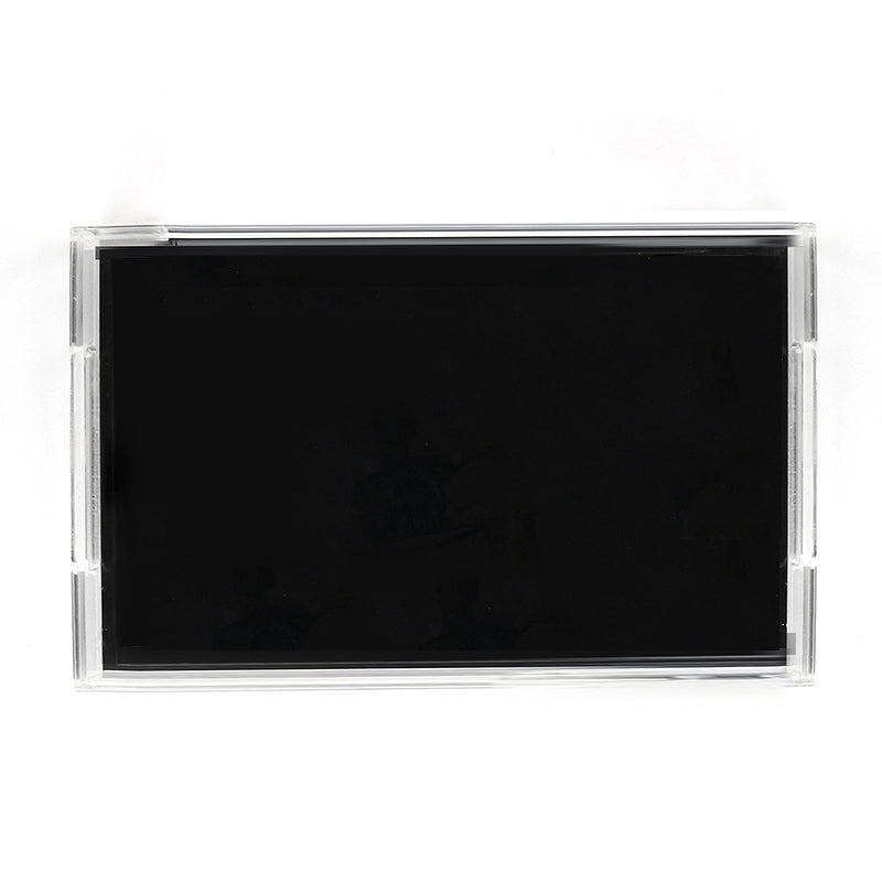 34 CM Plexi Mirrored Top Rectangular Serving Tray with Handles Multifunctional Organizer Tray for Food Drinks Snacks and Appetizers Black - Medaid - Lebanon