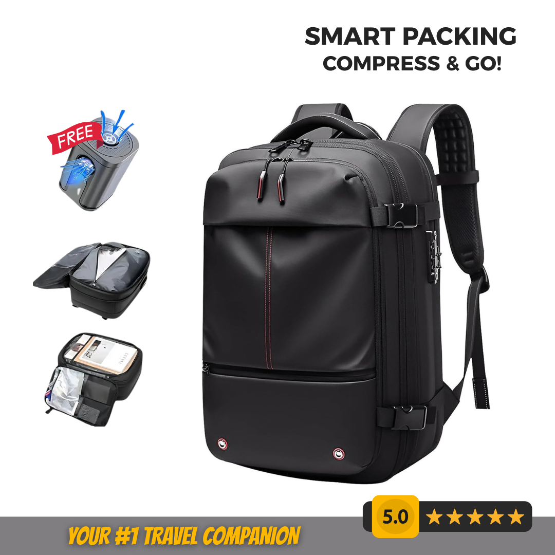 Vacuum Compression Travel Backpack with Pump ‚Äì Space Saver Bag for Camping & Luggage - Medaid International