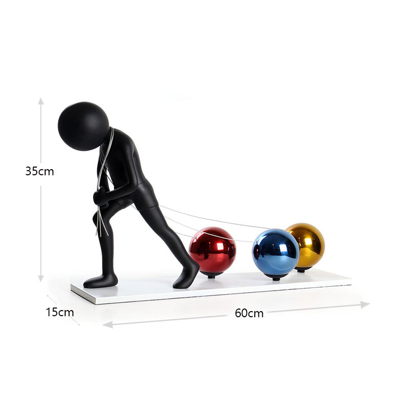 60 CM Resin Simple Creative Figure Pulling Ball Sculpture Ornament for Shopping Mall Hotel Home Decoration - Medaid - Lebanon