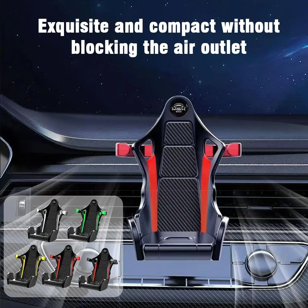 Shiny Carbon Fiber Racing Seat Swiveling Phone Car Holder Air Vent - Medaid International