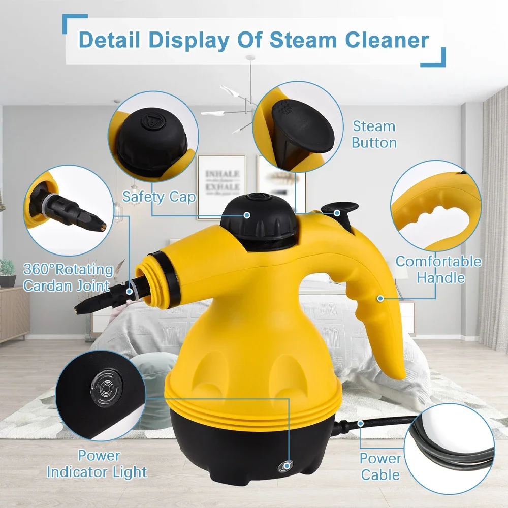 High Pressure Steam Cleaner ‚Äì 1000W Handheld Steam Cleaning Machine with 9 Accessories for Kitchen, Bathroom, Furniture & Car Detailing - Medaid International