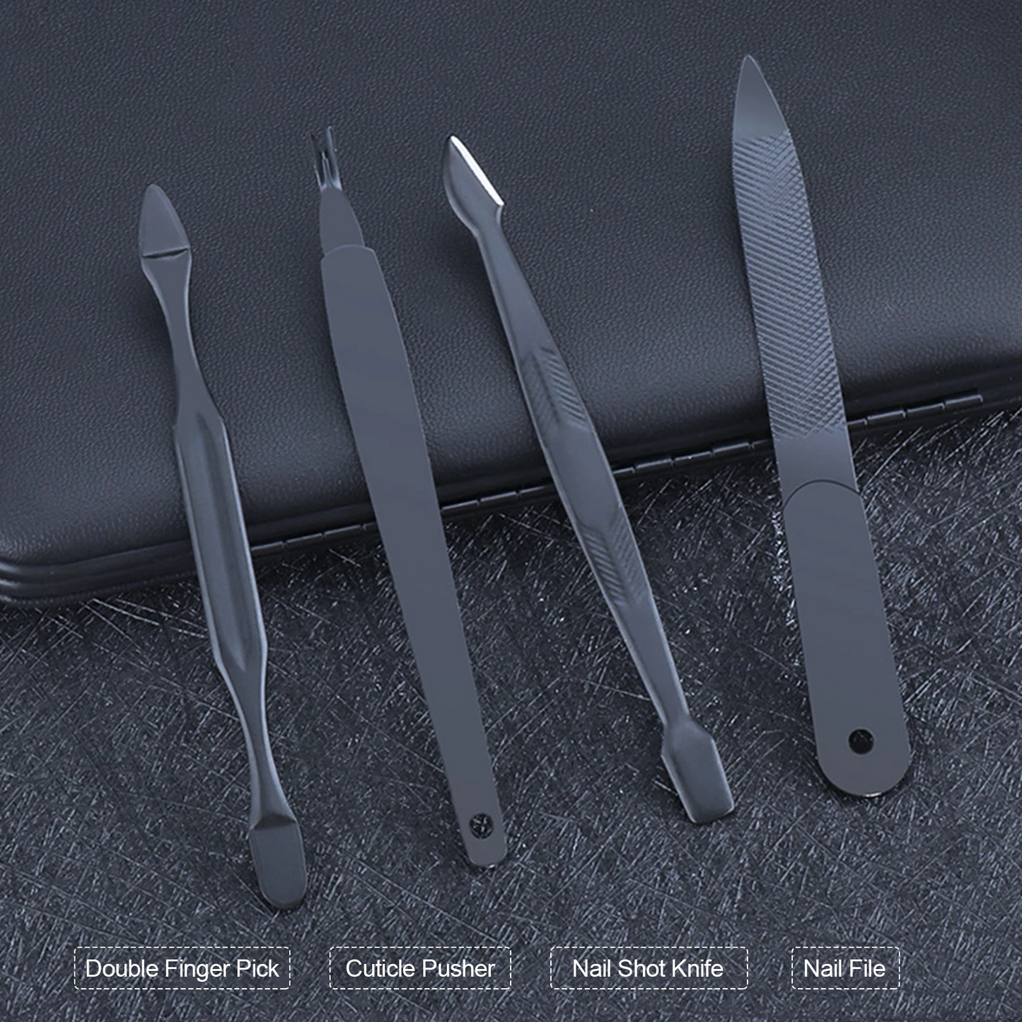 Luxury Black Manicure Set Nail Clippers Tools Household 18Pcs , Tool Kit for Men and Women - Medaid International