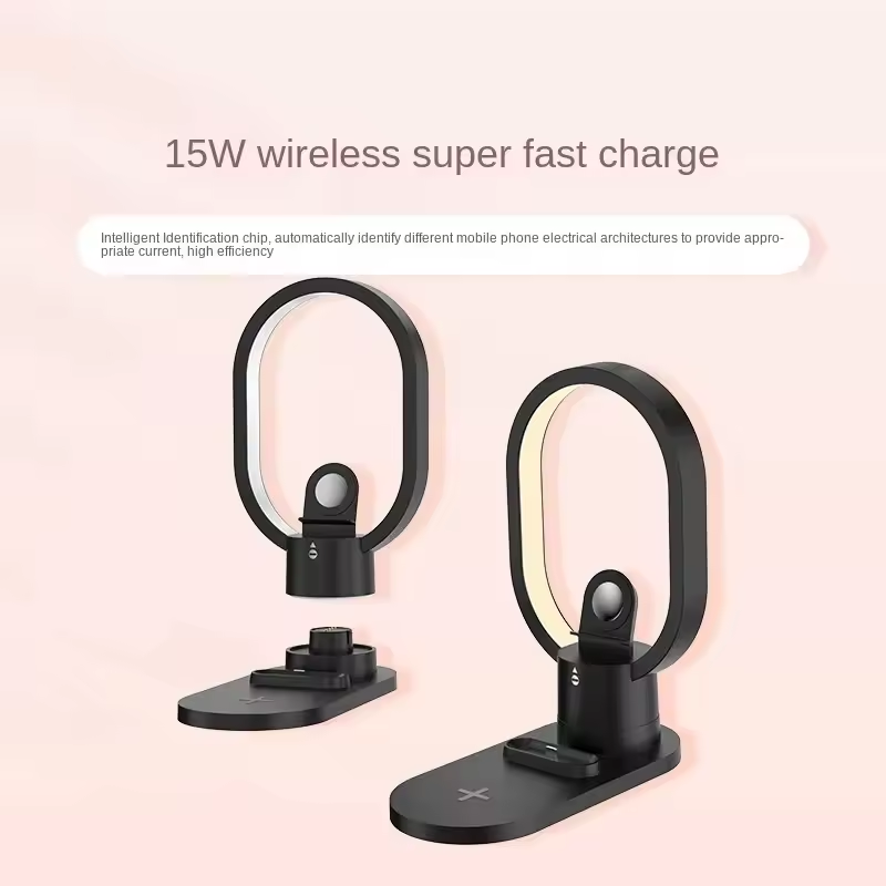 4 in 1 Night Light Wireless Charger for Apple Watch Airpods 15W Fast Charging Station White - Medaid International