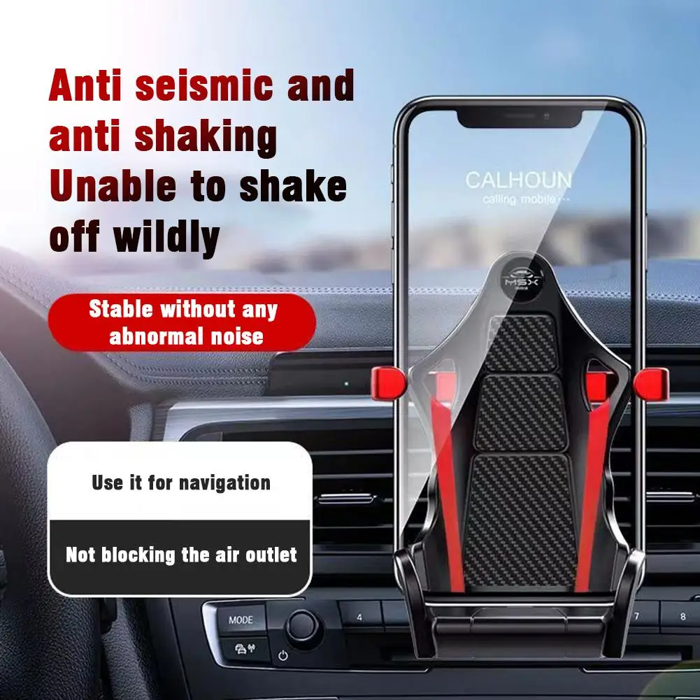 Shiny Carbon Fiber Racing Seat Swiveling Phone Car Holder Air Vent - Medaid International