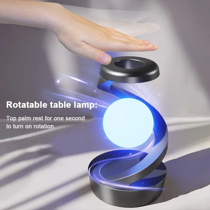360 Floating RGB Light ‚Äì Rotating Magnetic Table Lamp with Wireless Charger - Black color - Medaid International