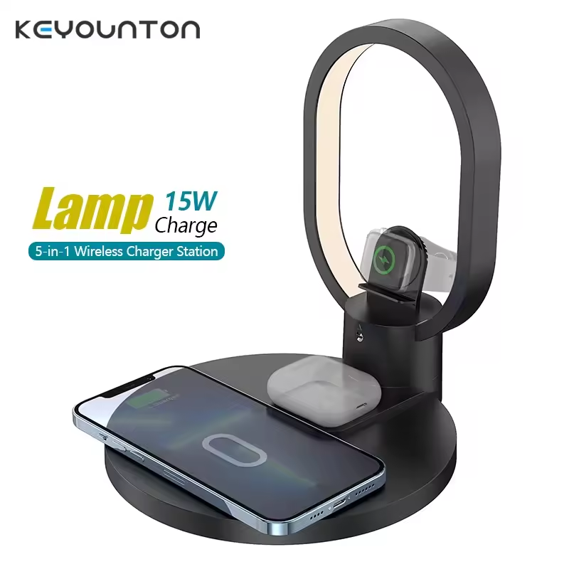 4 in 1 Night Light Wireless Charger for Apple Watch Airpods 15W Fast Charging Station White - Medaid International
