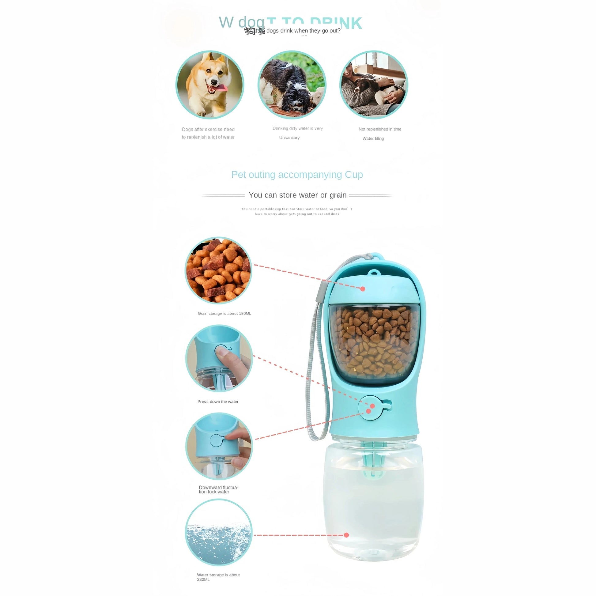 2 in 1 Portable Dog Water Bottle - Medaid International