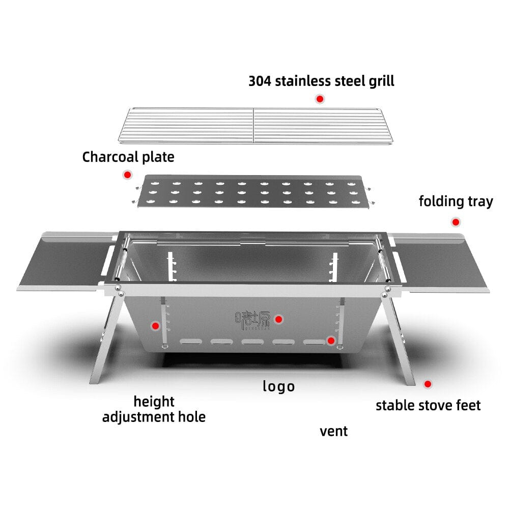 Folding Stainless Steel BBQ Grill KT241 - Medaid International