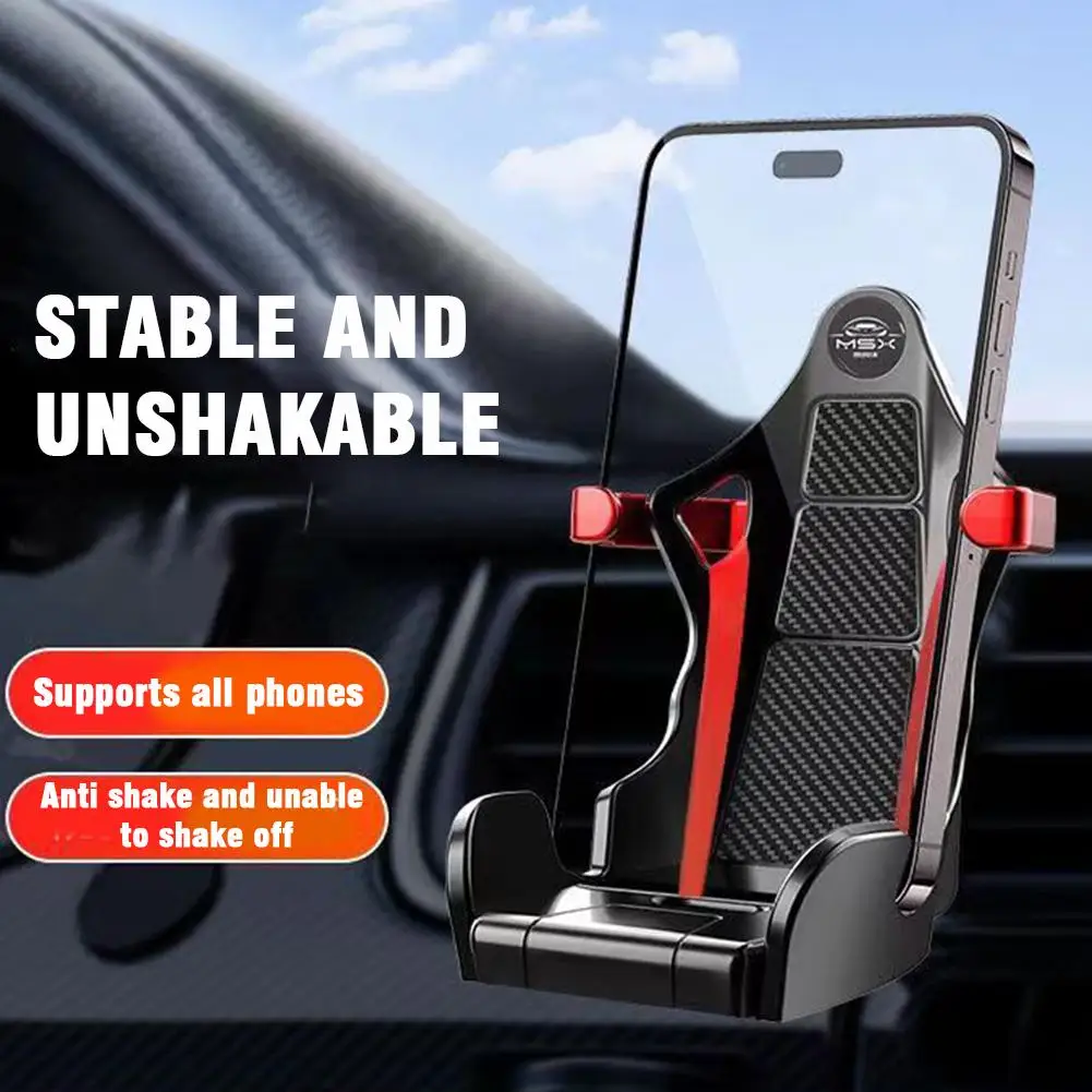 Shiny Carbon Fiber Racing Seat Swiveling Phone Car Holder Air Vent - Medaid International