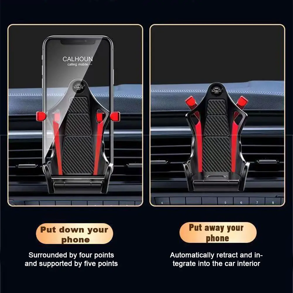 Shiny Carbon Fiber Racing Seat Swiveling Phone Car Holder Air Vent - Medaid International
