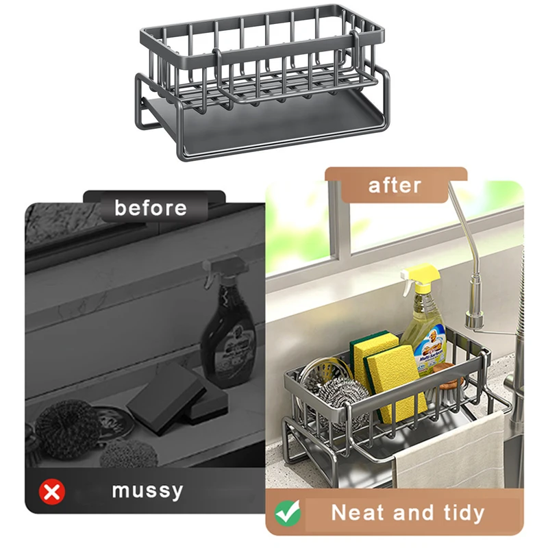 Multifunctional Stainless Steel Kitchen Drain Rack Sponge Organizer - Medaid International