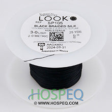 LOOK 3-0 Silk Suture Spool, Black Braid, 25 yd. MFID: SP105 - Medaid International