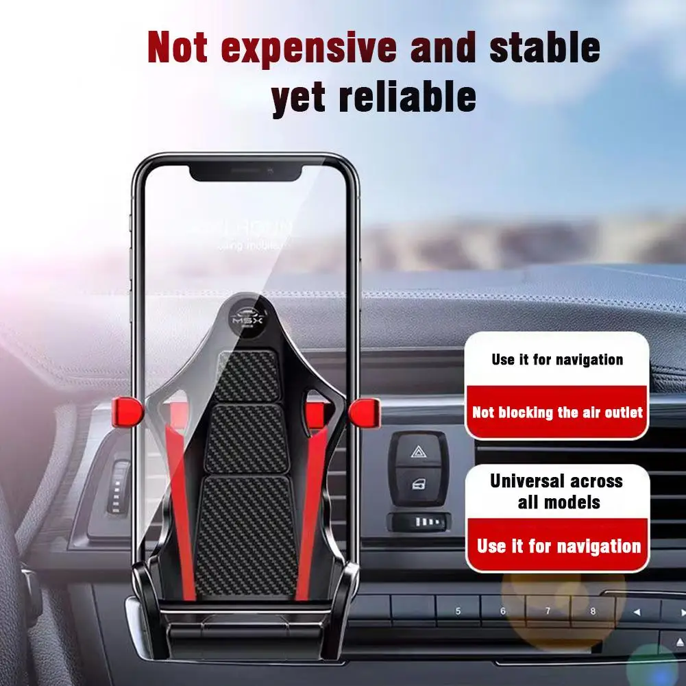 Shiny Carbon Fiber Racing Seat Swiveling Phone Car Holder Air Vent - Medaid International