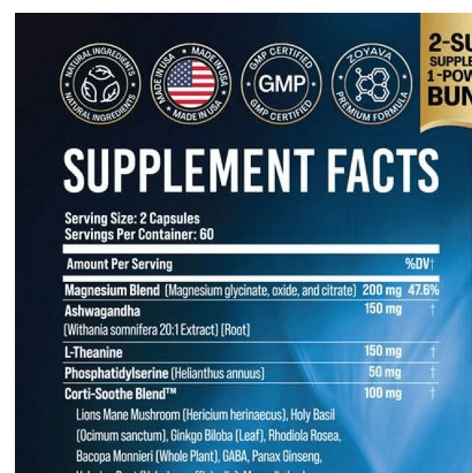 NewShining Serenity Set - Zoyava Collagen & Cortisol All-In-One Multivitamin Combo - Made In USA With Extra Strength Ingredients - Medaid International