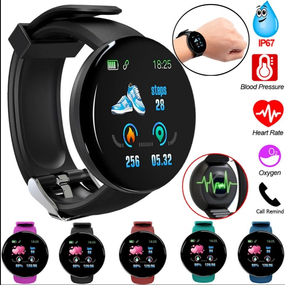 D18 Smart Watch Touch Screen, Heart Rate, Blood Oxygen, Blood Pressure, Compatible with Android and iOS - Medaid International