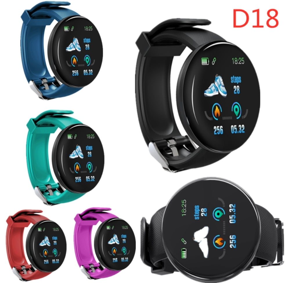 D18 Smart Watch Touch Screen, Heart Rate, Blood Oxygen, Blood Pressure, Compatible with Android and iOS - Medaid International