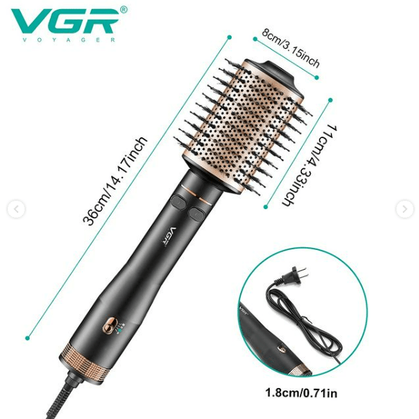 VGR Rotating Hot Air Brush Comb V494 - Black - Medaid International
