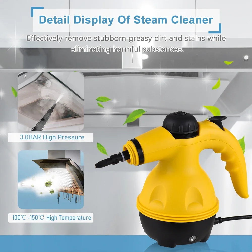 High Pressure Steam Cleaner ‚Äì 1000W Handheld Steam Cleaning Machine with 9 Accessories for Kitchen, Bathroom, Furniture & Car Detailing - Medaid International