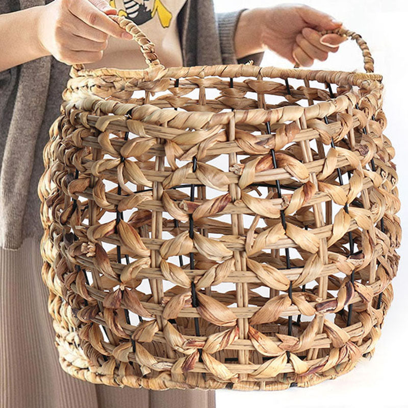 39 CM Multipurpose Handmade Rattan Woven Round Storage Basket with Handles Organizer Baskets for Living Room Bedroom Nursery Laundry - Medaid - Lebanon