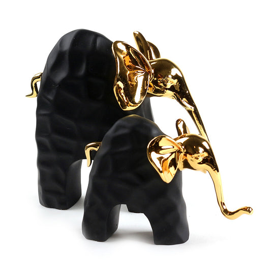 Set of 2 Resin Elephant Figurines for Home Decoration Living Room Coffee Table Decoration Black - Medaid