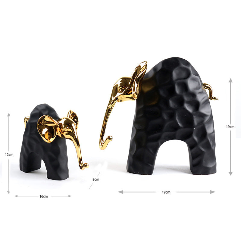 Set of 2 Resin Elephant Figurines for Home Decoration Living Room Coffee Table Decoration Black - Medaid