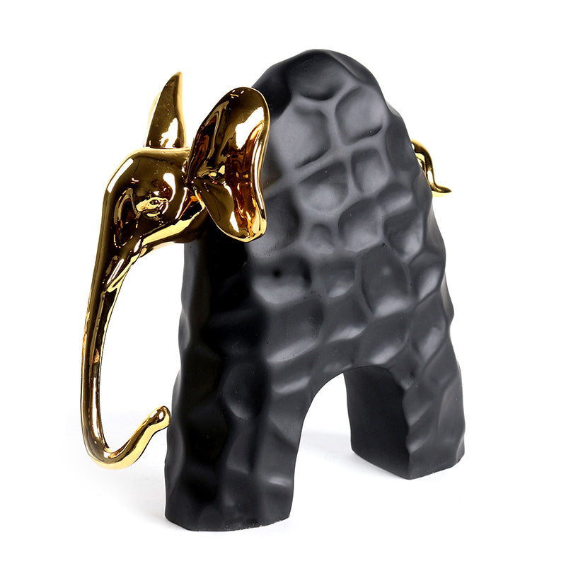 Set of 2 Resin Elephant Figurines for Home Decoration Living Room Coffee Table Decoration Black - Medaid