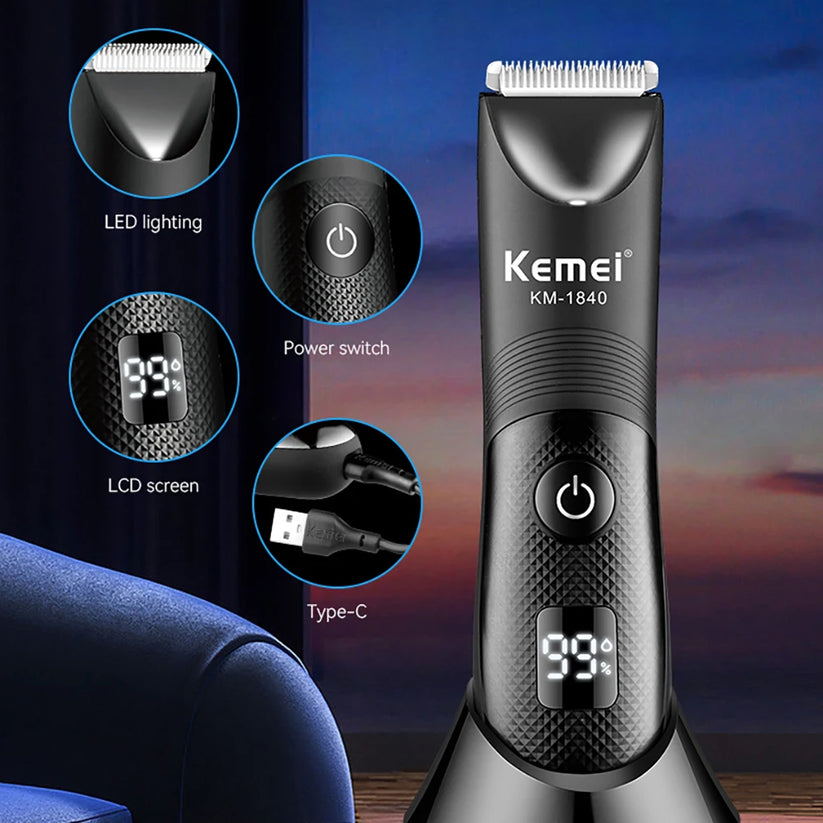 Waterproof Body Groomer With Skin Friendly Blades Kemei Hair Trimmer KM-1840 - Medaid International