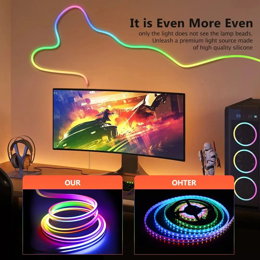 LED Strip Lights Neon Rope Light with Music Sync RGBIC 5M - Medaid International
