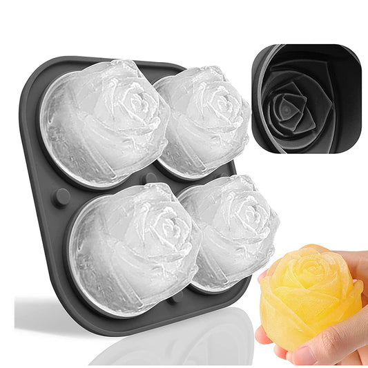 Silicone Flower Shaped Ice Mold with Cover Non Stick Mold for Ice Cube 4 Ice Balls - Medaid International