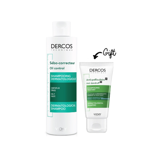 Dercos Oil Control Treatment Shampoo 200ML + FREE Mini Anti-dandruff Shampoo 50 ML - Medaid