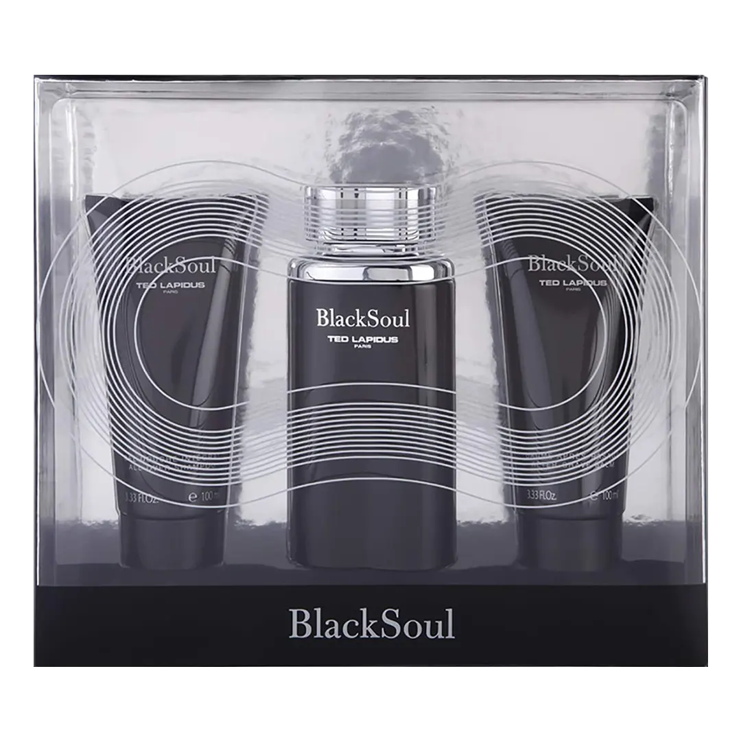 Ted Lapidus Black Soul Eau De Toilette Men's Gift Set - 3Pcs - Medaid